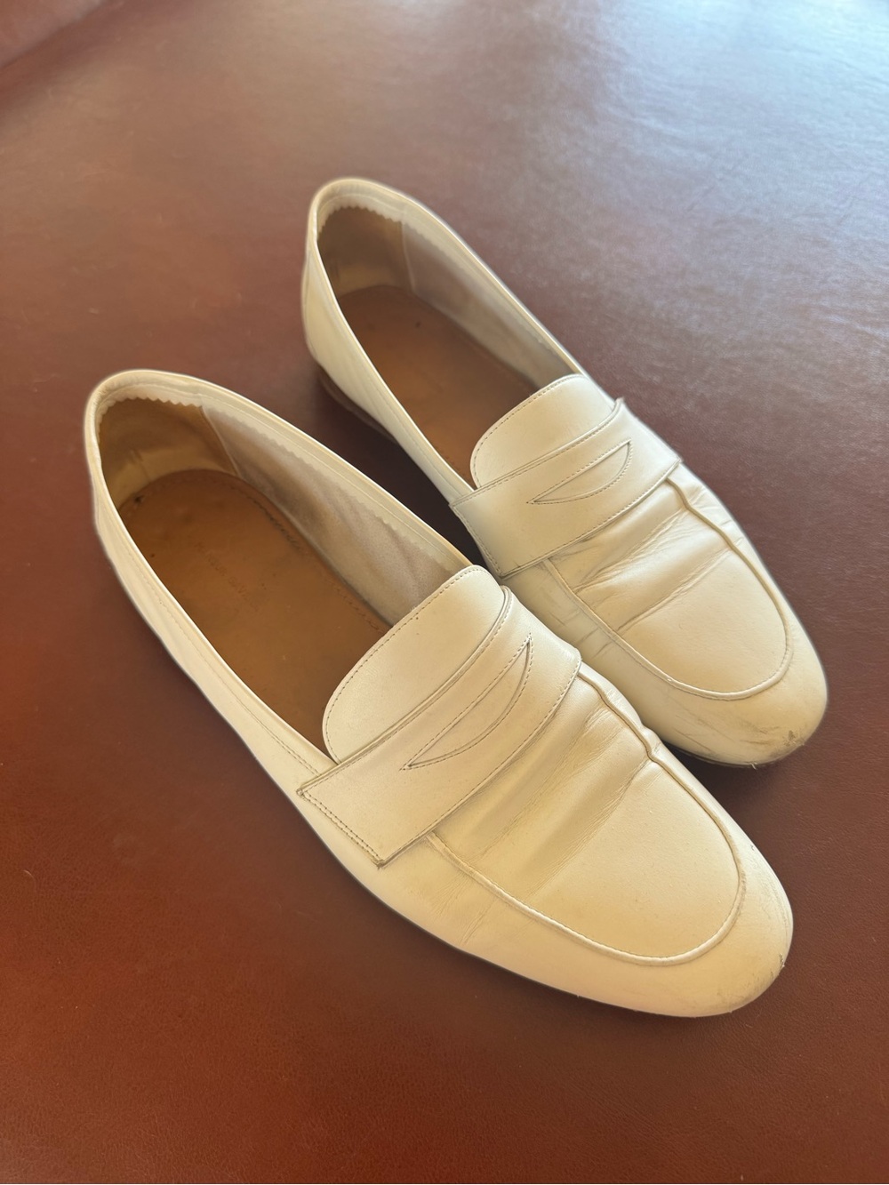 Mansur Gavriel white leather loafer
